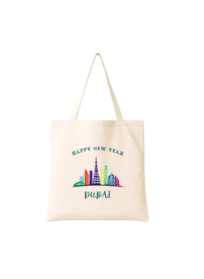 PRINTSHOP4ME New Year Cotton Bag With Dubai Design-Eco-Friendly Canvas Cotton Tote Bag With Printed For Women-Reusable Bag,Party Gift Idea And Cotton Gift Bag - Image 1